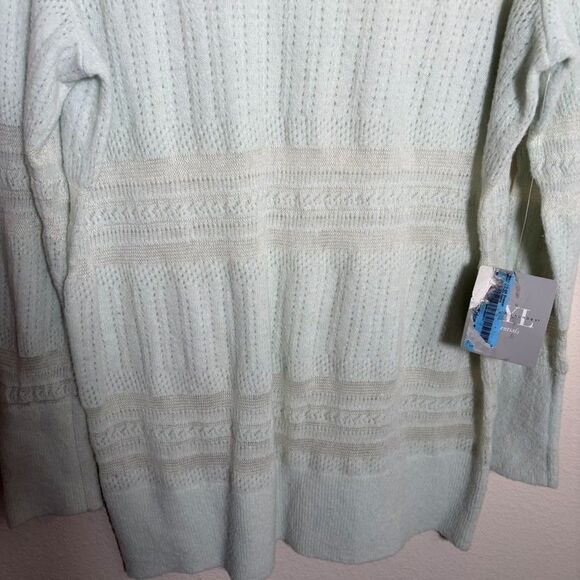 New York Laundry Sweater Women's XL Green Wool Blend Sheer Eyelet Pullover NWT - Picture 4 of 8
